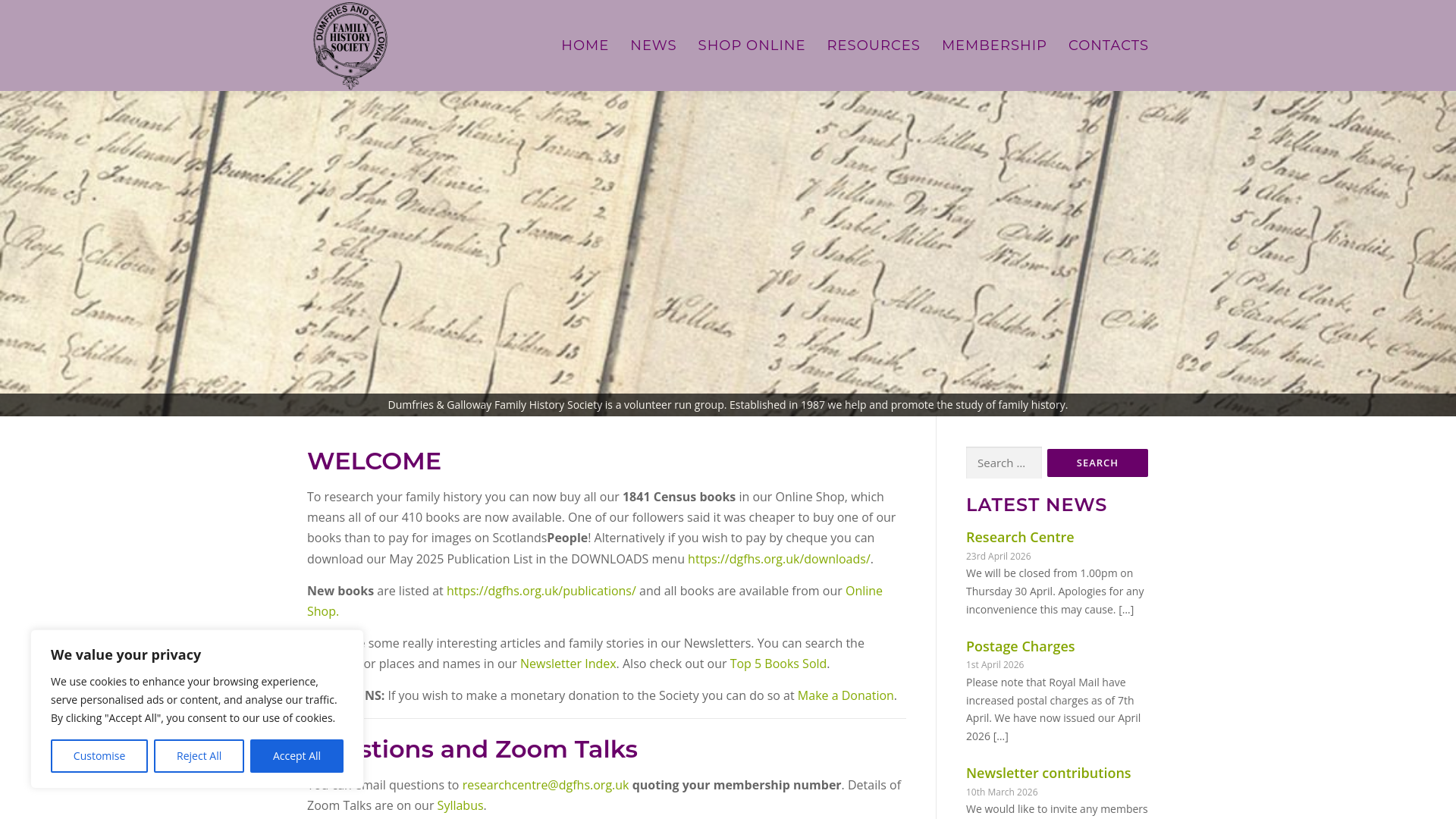 Website screenshot